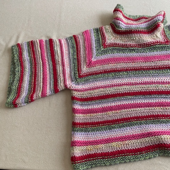 NWOT Anthropology Women chunky knit boho Cowl neck sweater size M/L Italy - Picture 8 of 9